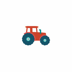 red tractor  flat vector illustration