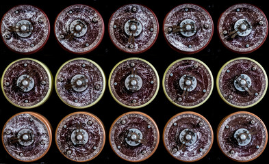 Closeup shot of fakeindicator dials from the famous Bombe machine