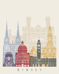 Obraz premium Sydney skyline in watercolor-poster