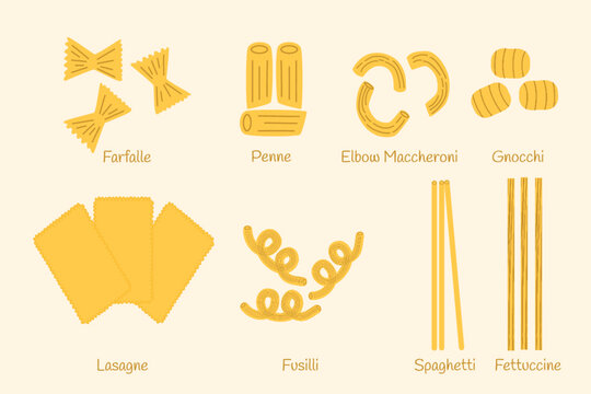 Variety of Pasta cartoon illustration isolated food vector design