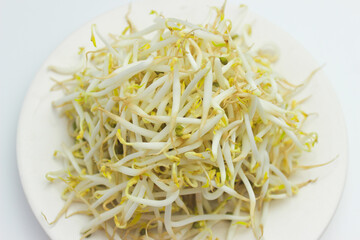 Pile of bean sprouts isolated on white background