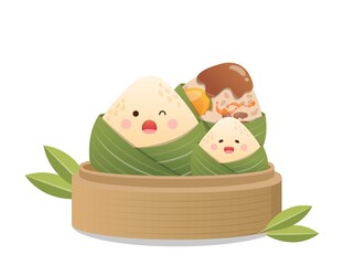 Happy Dragon Boat Festival Zongzi, playful and cute mascot cartoon character