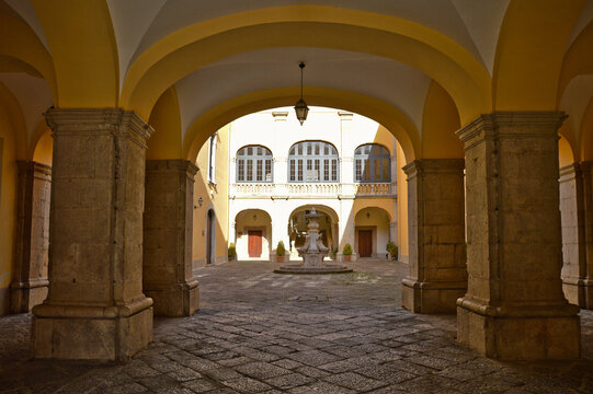 Small street in Melfi, a city in the Basilicata region in Italy.