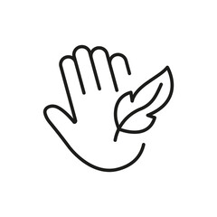 Hypoallergenic Concept Line Icon. Sensitive Hand Skin Feather Linear Symbol. Soft Hypo Allergenic Outline Sign. Dermatology Delicate Cosmetic. Editable Stroke. Isolated Vector Illustration