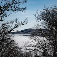 Scenery of cloud inversion over mountains