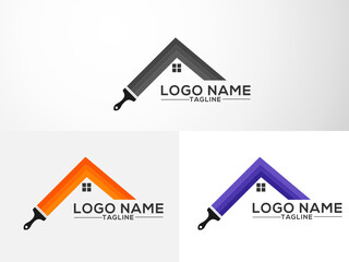 Painting home logo. House painting logo design. Creative home color logo
