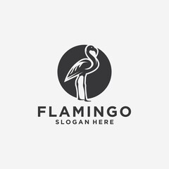 Flamingo logo with line style beautiful flamingo animal art logo design illustration for business