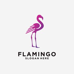 Flamingo logo with line style beautiful flamingo animal art logo design illustration for business
