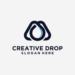 Letter m with water drop concept design template graphic alphabet symbol for business identity