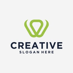 Obraz premium Letter w creative minimalist design template graphic alphabet symbol for business identity