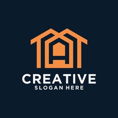 House logo design in vector for construction trendy minimalist home professional logo design