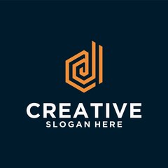 Fototapeta premium Letter d creative minimalist design template graphic alphabet symbol for business identity
