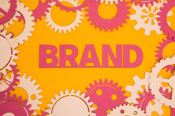 Paper inscription on the background of paper gears