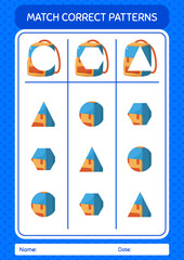 Match pattern game with backpack. worksheet for preschool kids, kids activity sheet