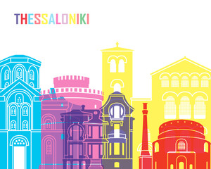 Thessaloniki skyline pop - obrazy, fototapety, plakaty