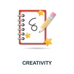 Creativity icon. 3d illustration from startup collection. Creative Creativity 3d icon for web design, templates, infographics and more