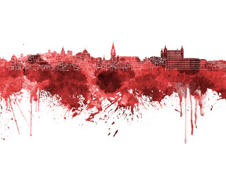 Toledo skyline in watercolor background