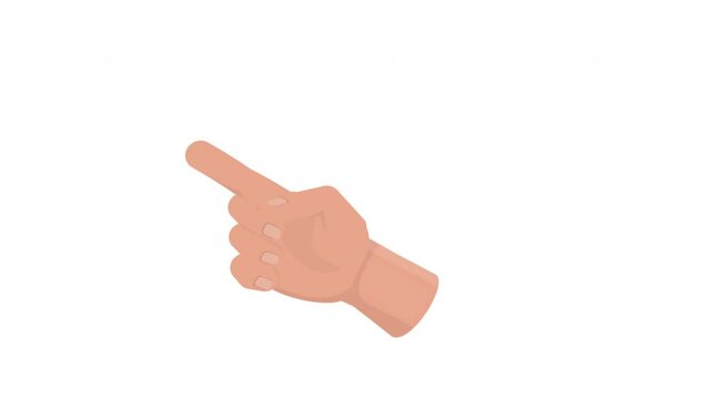 Hand pointer. Index finger animation, alpha channel enabled. Cartoon