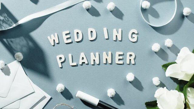 Wedding planner concept blue background