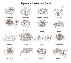Japanese Restaurant Foods Icon Set