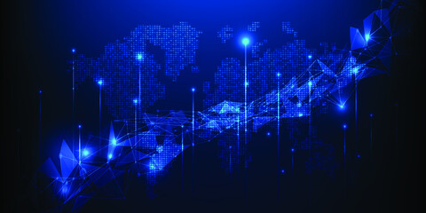 Vector illustrations of digital horizontal space blue abstract digital technology and innovations.Futuristic design concepts.