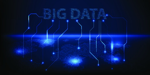 Vector illustrations of big data and data communications innovation technology.Digital futuristic concepts.