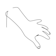 Wrist hand gesture Single line drawing of hand. Sign and symbol of hand gestures. Single continuous line drawing. Hand drawn style art doodle isolated on white background illustration