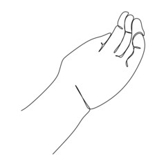 Open palm hand gesture continuous line draw design. Sign and symbol of hand gestures. Single continuous drawing line. Hand drawn style art doodle isolated on white background illustration