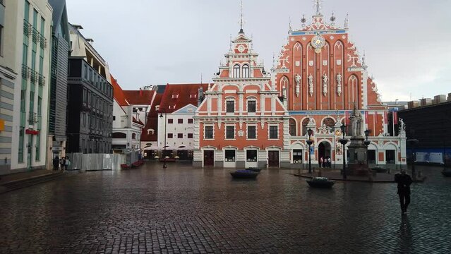 The House of the Blackheads, Riga with wet ground