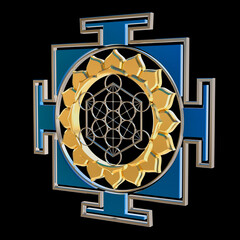 Fototapeta premium Metatron YAntra MAndala. Isolate. 3D Rendering.