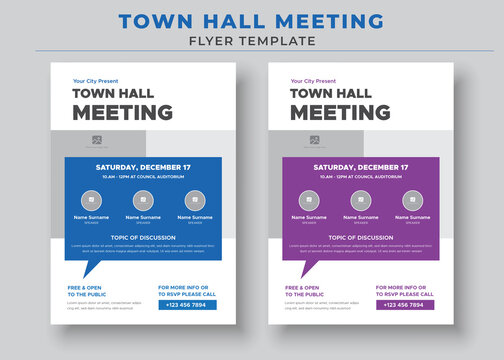 Town Hall Meeting Flyer Templates, City Hall Flyer and Poster