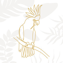 parrot continuous line drawing, sketch, on abstract background vector © zolotons
