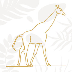 giraffe continuous line drawing, sketch, on abstract background vector