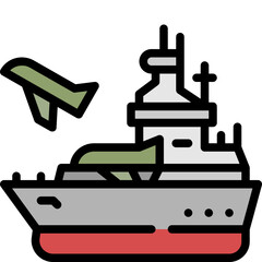 aircraft carrier filled outline icon