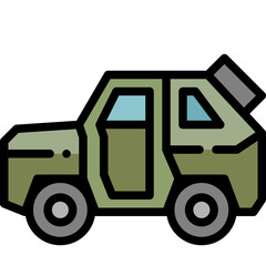 armored vehicle filled outline icon