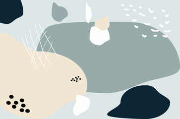 Trendy stylish templates with organic abstract shapes and lines in nude pastel colors. Neutral background in a minimalist style. Modern vector illustration