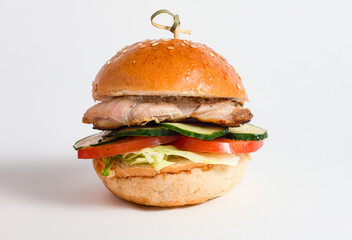 Burger with chicken, burger, burger on a white background