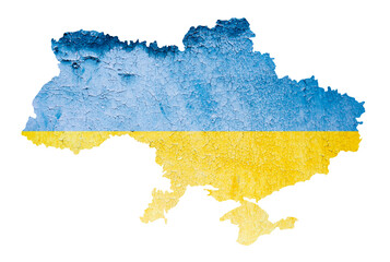 Map state of Ukraine. Simple hand made line drawing map. Blue and yellow colour flag on a white background