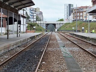 Fototapeta premium Train station in Caldas da Rainha, Centro - Portugal 