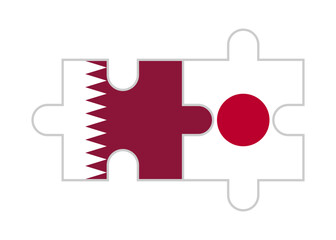unity concept. puzzle pieces of qatar and japan flags. vector illustration isolated on white background