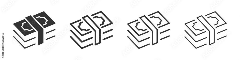 Aufkleber wad of money icons collection in two different styles and different stroke. vector illustration eps1