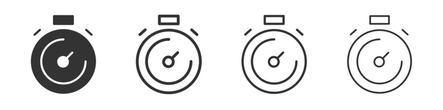 Stopwatch icons collection in two different styles and different stroke. Vector illustration EPS10