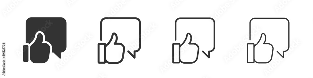 Fototapete thumb up speech bubble icons collection in two different styles and different stroke. vector illustr
