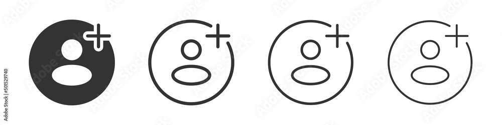 Aufkleber Add friend icons collection in two different styles and different stroke. Vector illustration EPS10