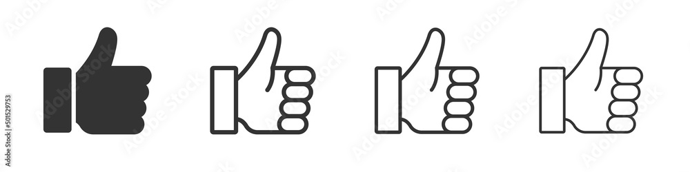 Poster Thumbs up icons collection in two different styles and different stroke. Vector illustration EPS10