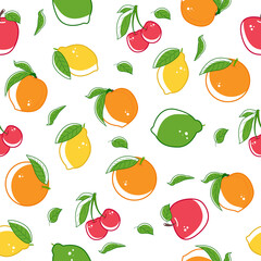 Seamless pattern of different fruits