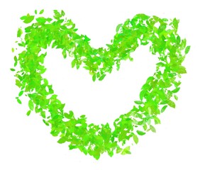 緑の葉っぱが集まったハート型のフレーム