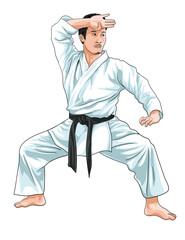 Drawing karate martial art, power full, art.illustration, vector