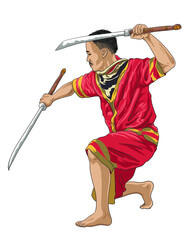Drawing krabikrabong martial art, traditional art.illustratin, vector