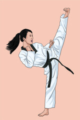 Drawing taekwondo martial art, beautiful, art.illustration, vector
